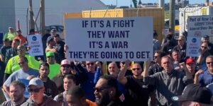 Manifestants de dockers de la côte est des Etats-Unis