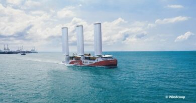 Image de synthèse du navire Windcoop doté d'une propulsion vélique