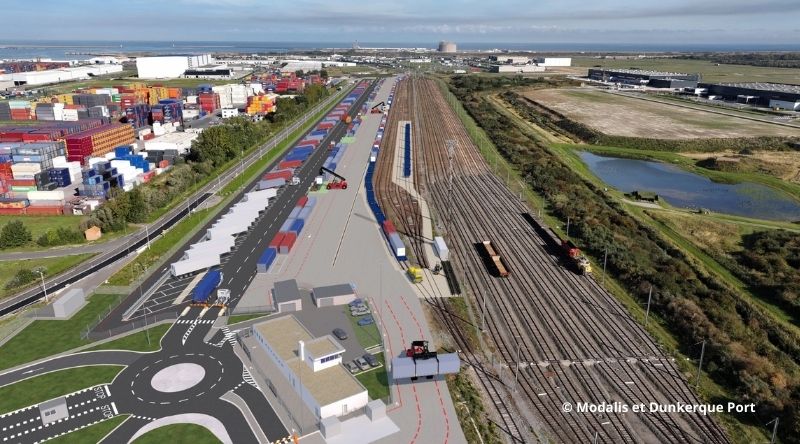 La première pierre du terminal de ferroutage de Dunkerque opéré avec le concours de Modalis.