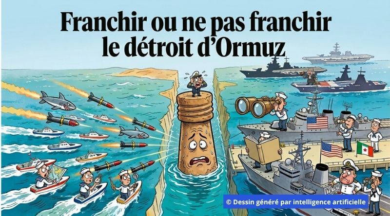 Franchir le détroit d'Ormuz est perçu comme un risque en raison des menaces et du blocus.